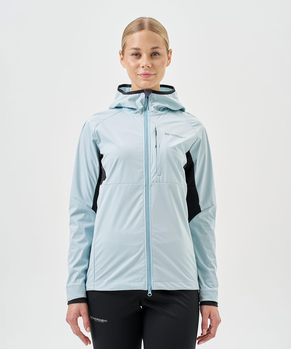 Тренировочная куртка Nordski PRO TOUR HOOD Aqua/Black W